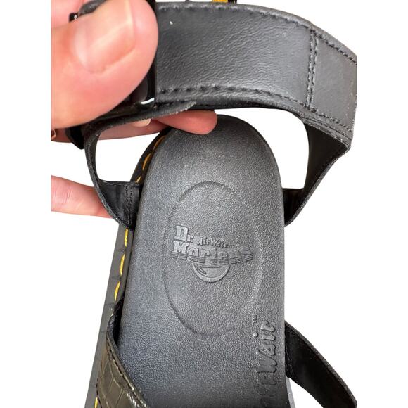 NWOT Dr. Marten's Blair Wild Croc Leather Embossed Gunmetal Strappy Sandal - 8 - Picture 8 of 9